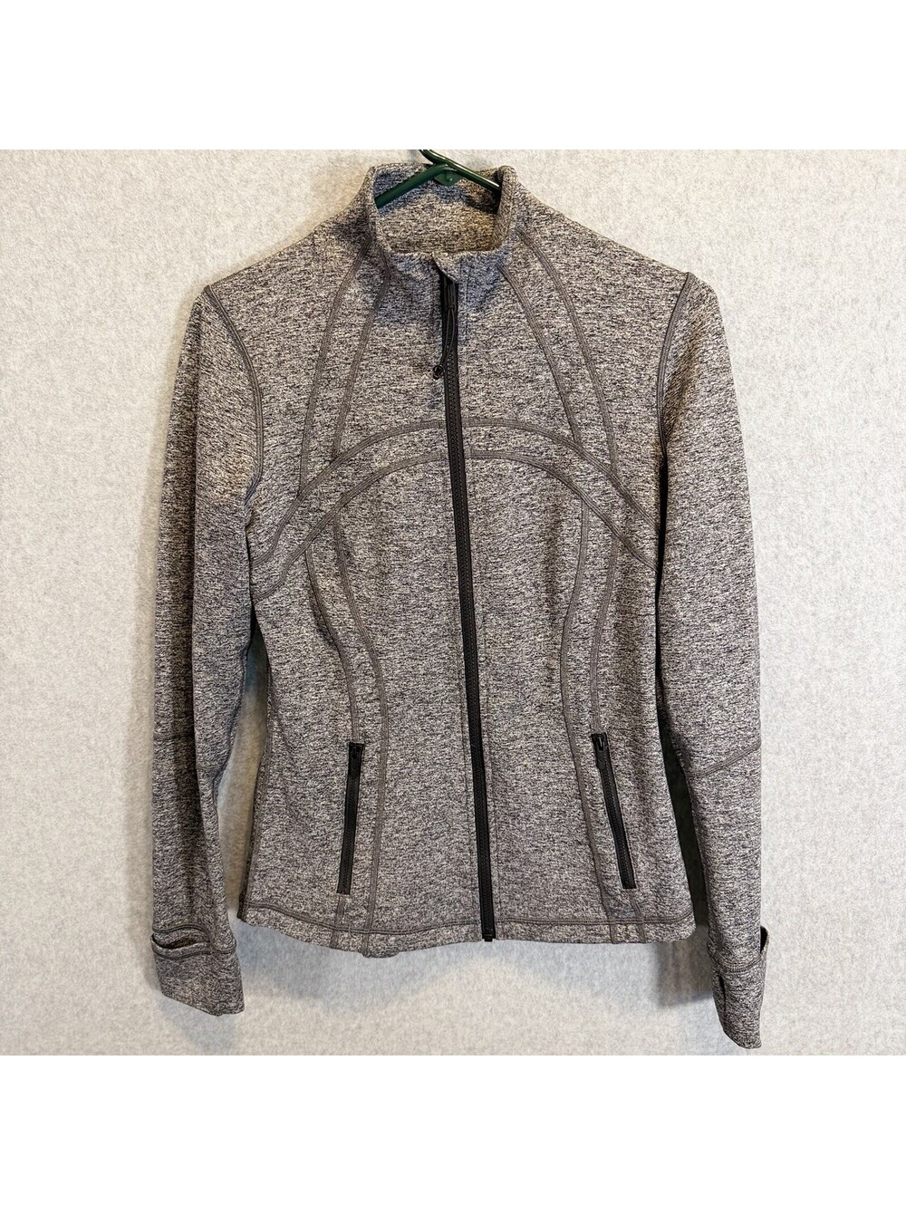 🍒LULULEMON sz 8 Classic DEFINE Jacket HEATHERED HERRINGBONE Blk/Charcoal Gray